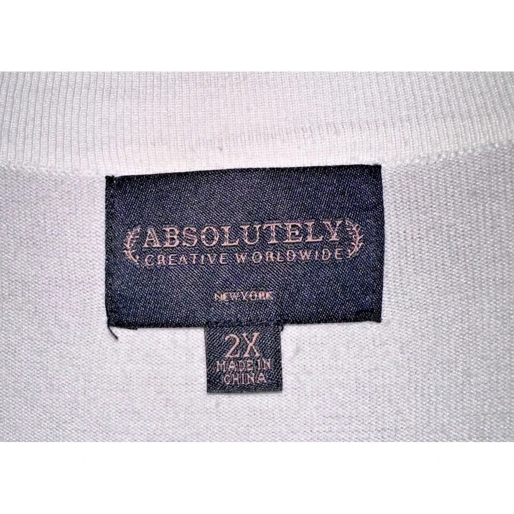 Absolutely Creative Worldwide 2X Clorblock Striped Open Long Cardigan Ivory Pink
